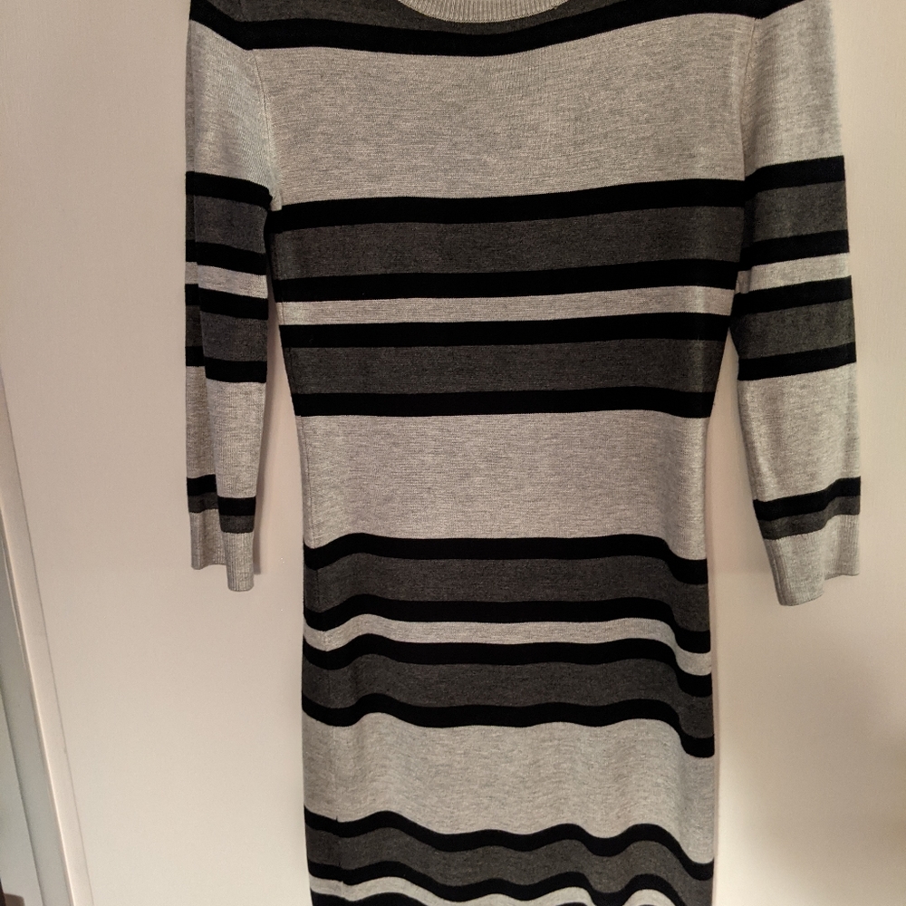 Premise black grey striped sweater dress sz S